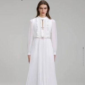 Self-Portrait Ivory Ruffled Bib Midi Dress US 4